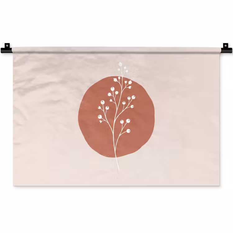 Wandkleed - Plant - Tak - Abstract - Modern - Wit — 1