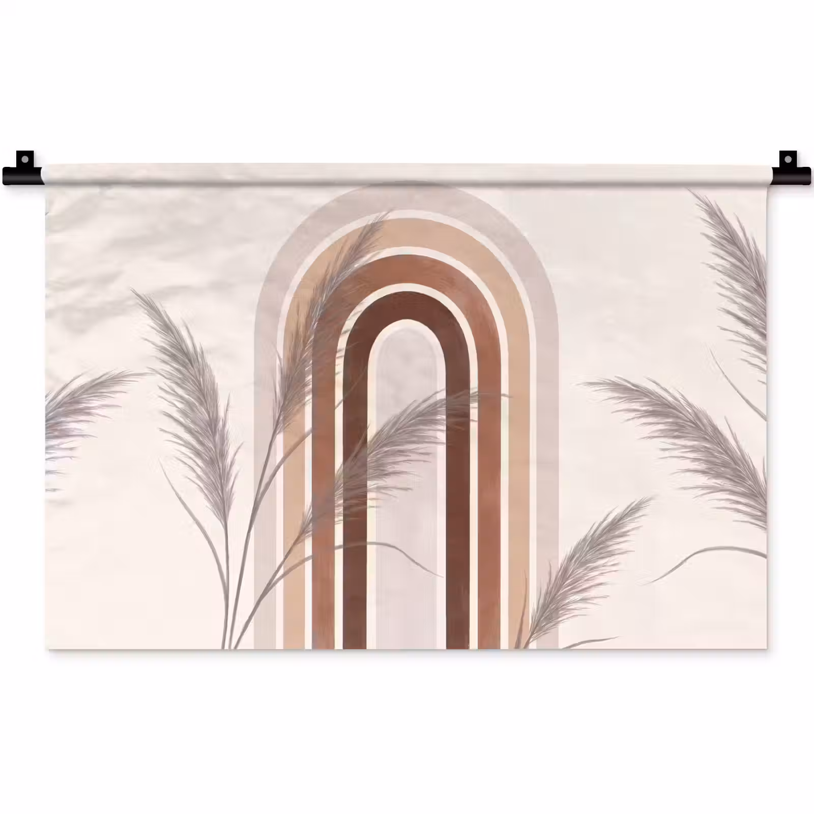Wandkleed - Abstract - Bogen - Plant - Boho - Beige — 1