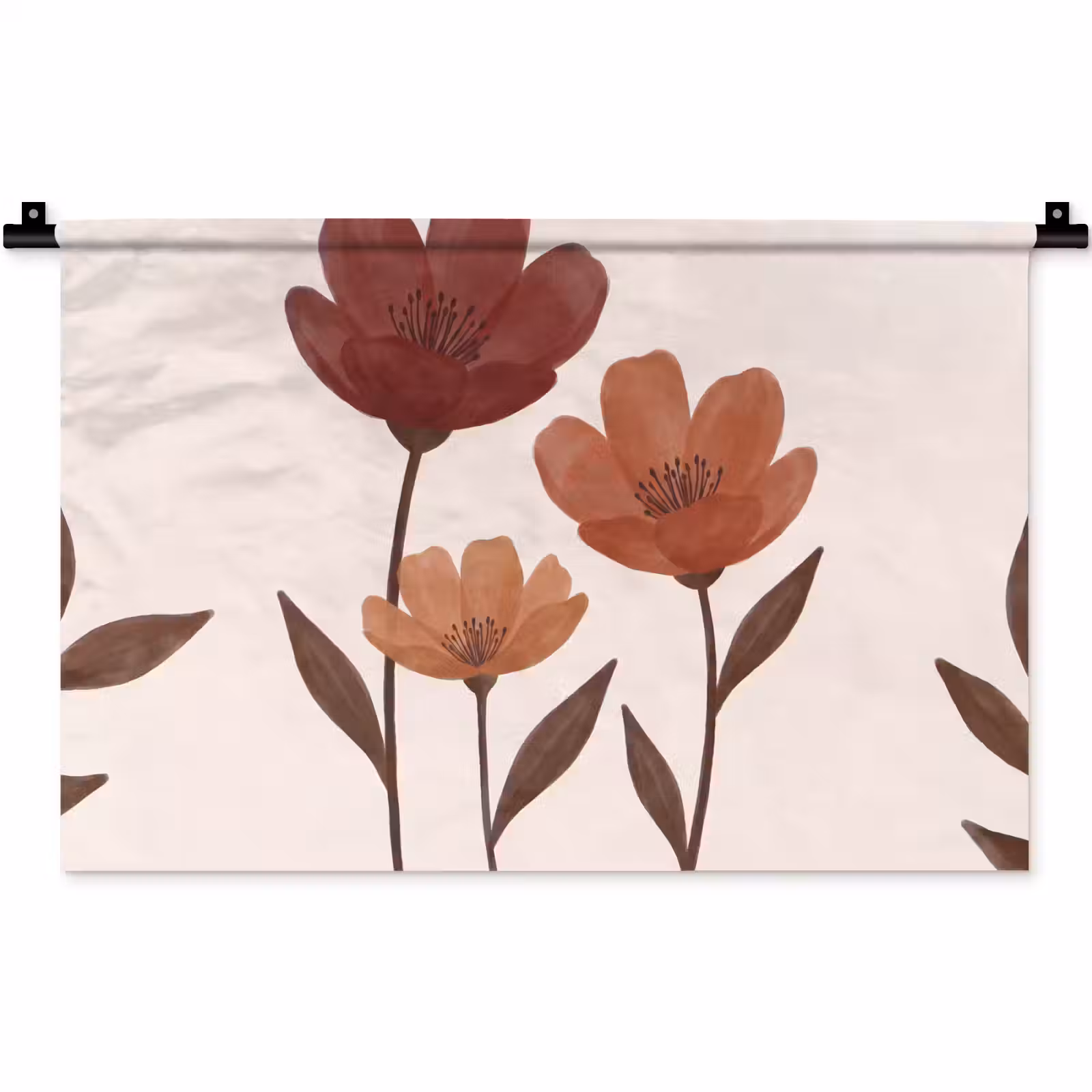 Wandkleed - Bloemen - Abstract - Modern - Bruin - Decoratief — 1