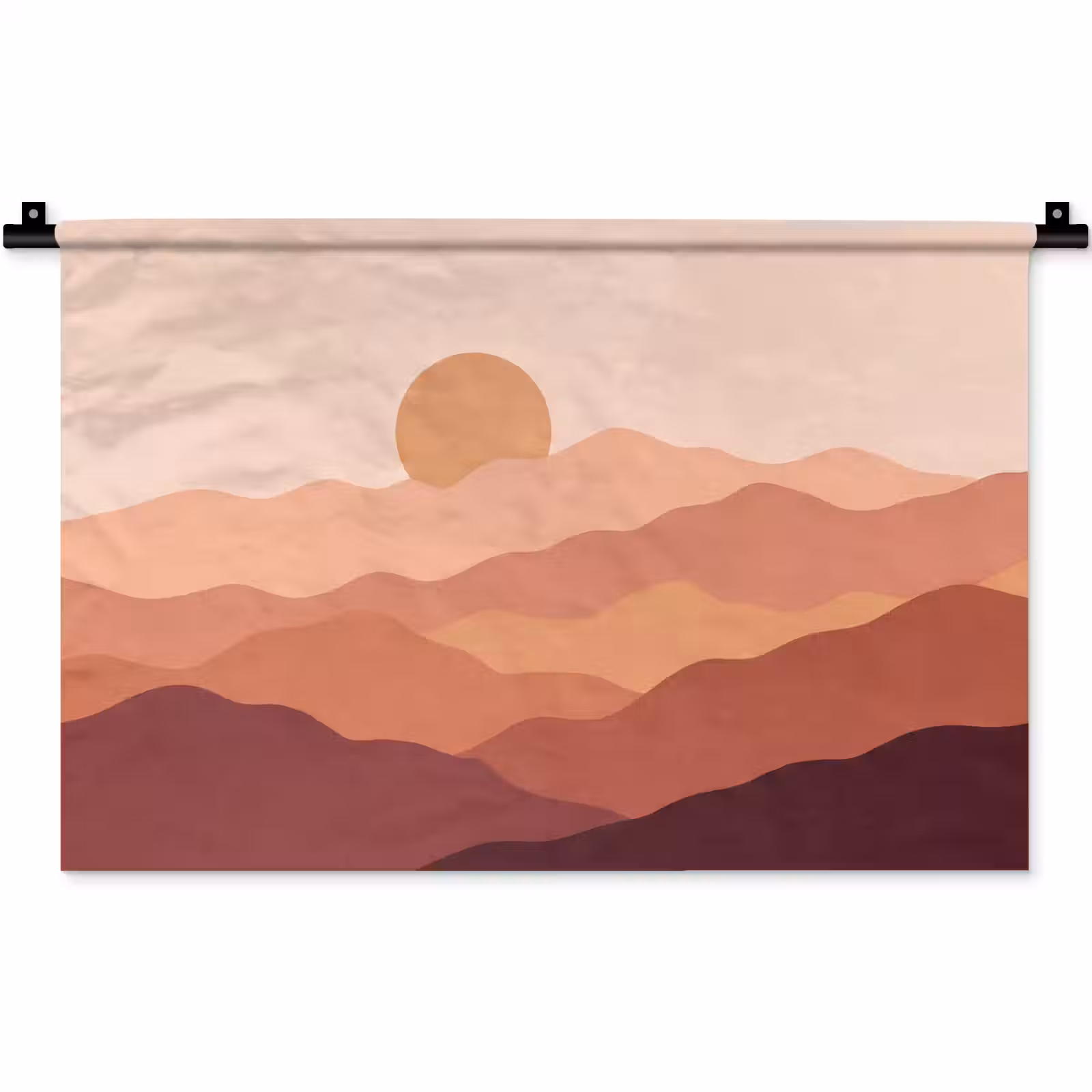 Wandkleed - Natuur - Heuvels - Abstract - Modern - Oranje — 1