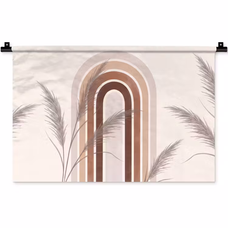Wandkleed - Abstract - Bogen - Plant - Boho - Beige — 1