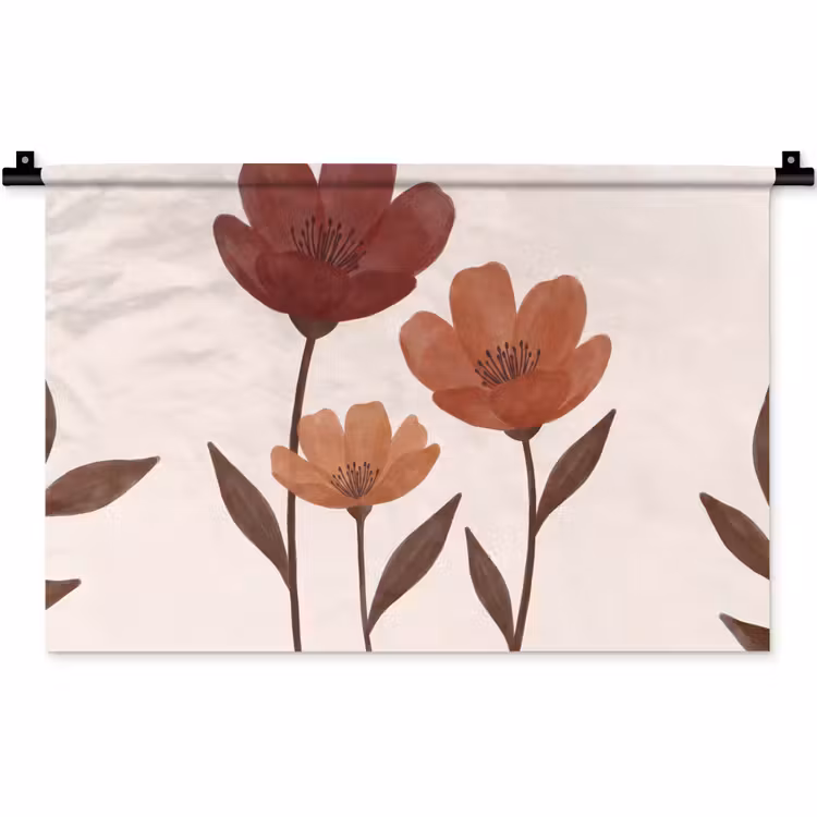 Wandkleed - Bloemen - Abstract - Modern - Bruin - Decoratief — 1