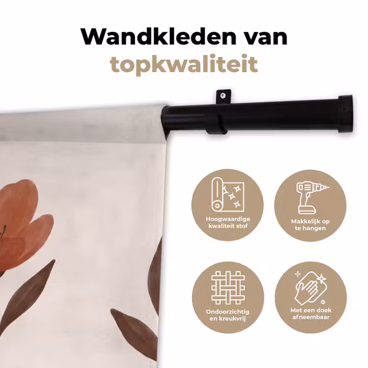Wandkleed - Bloemen - Abstract - Modern - Bruin - Decoratief — 3