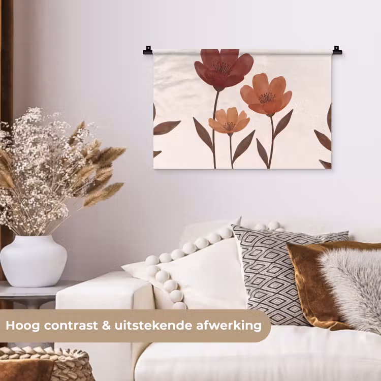 Wandkleed - Bloemen - Abstract - Modern - Bruin - Decoratief — 4