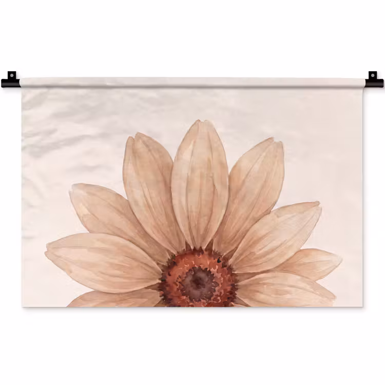Wandkleed - Bloemen - Bloemblad - Natuur - Aquarel - Beige — 1