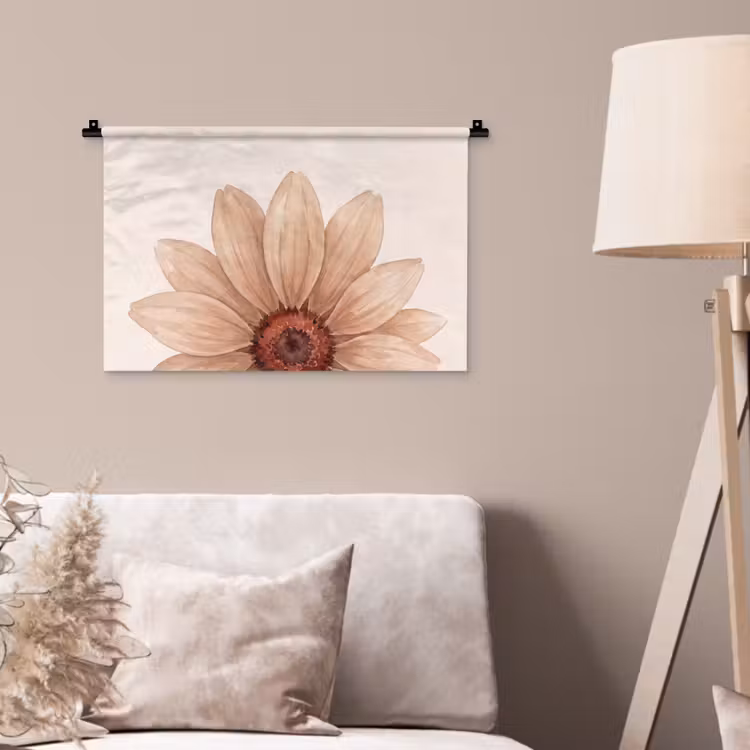 Wandkleed - Bloemen - Bloemblad - Natuur - Aquarel - Beige — 2