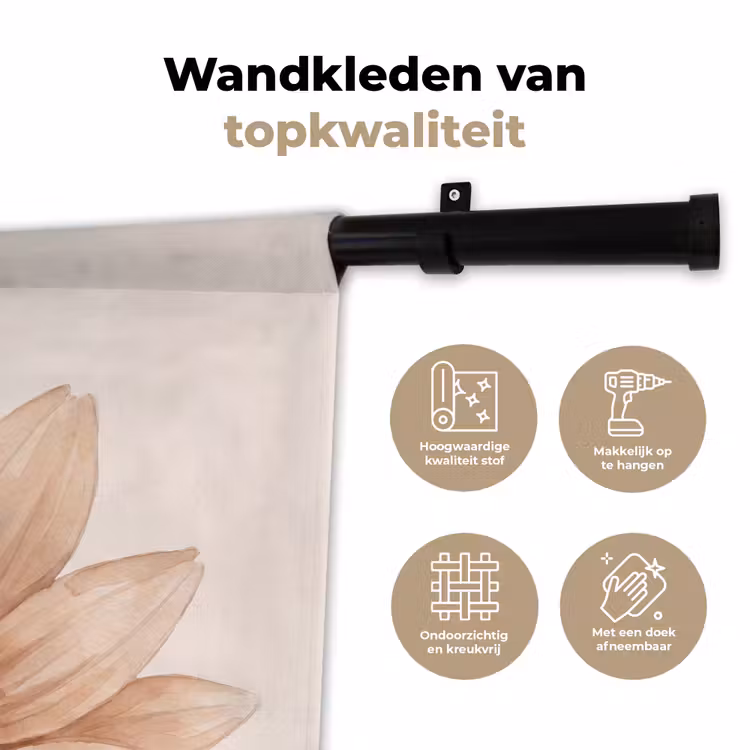 Wandkleed - Bloemen - Bloemblad - Natuur - Aquarel - Beige — 3
