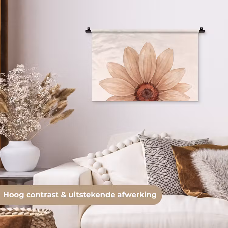 Wandkleed - Bloemen - Bloemblad - Natuur - Aquarel - Beige — 4
