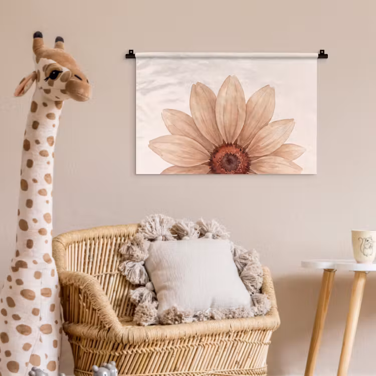 Wandkleed - Bloemen - Bloemblad - Natuur - Aquarel - Beige — 5