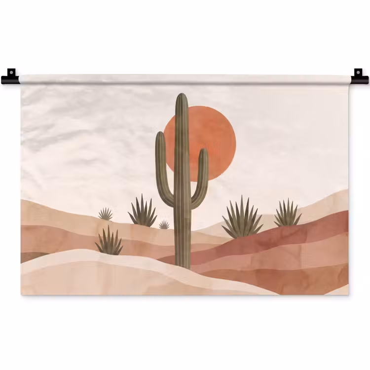 Wandkleed - Cactus - Duinen - Modern - Landschap - Groen — 1