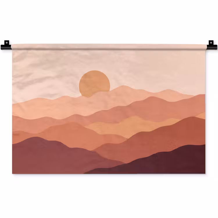 Wandkleed - Natuur - Heuvels - Abstract - Modern - Oranje — 1