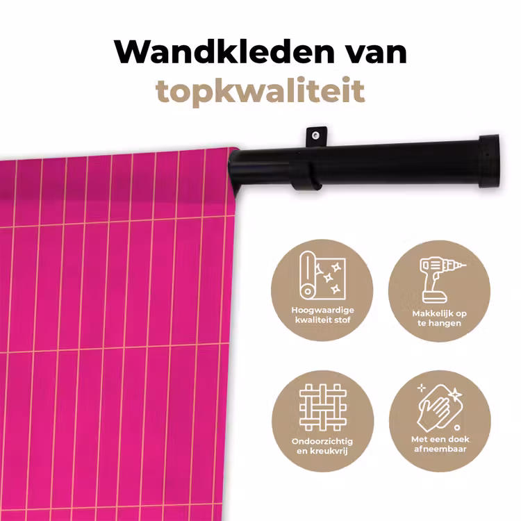 Wandkleed - Patroon - Tegel - Magenta - Roze — 3