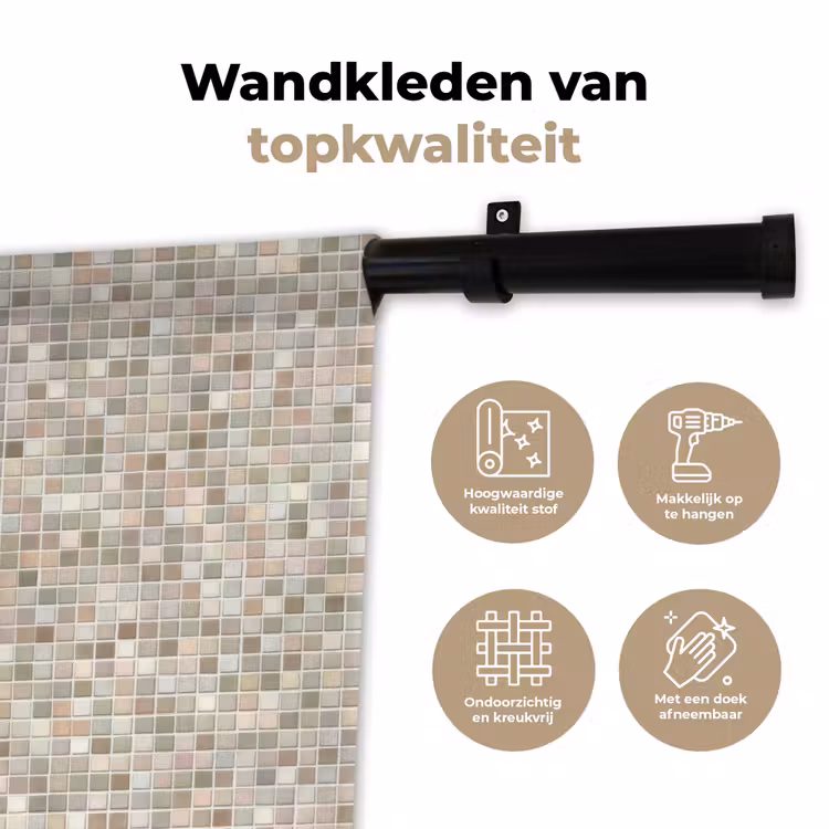 Wandkleed - Mozaïek - Patroon- Taupe — 3