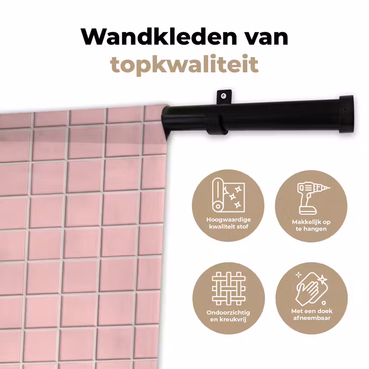 Wandkleed - Patroon - Tegel - Pastelroze — 3