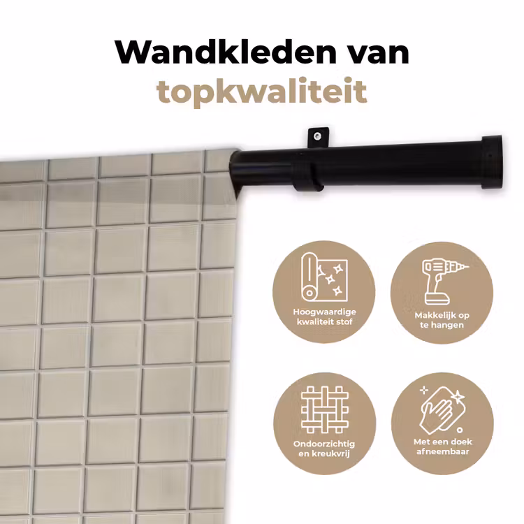 Wandkleed - Patroon - Tegels - Taupe — 3