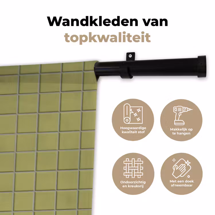 Wandkleed - Tegel - Patroon - Olijfgroen — 3