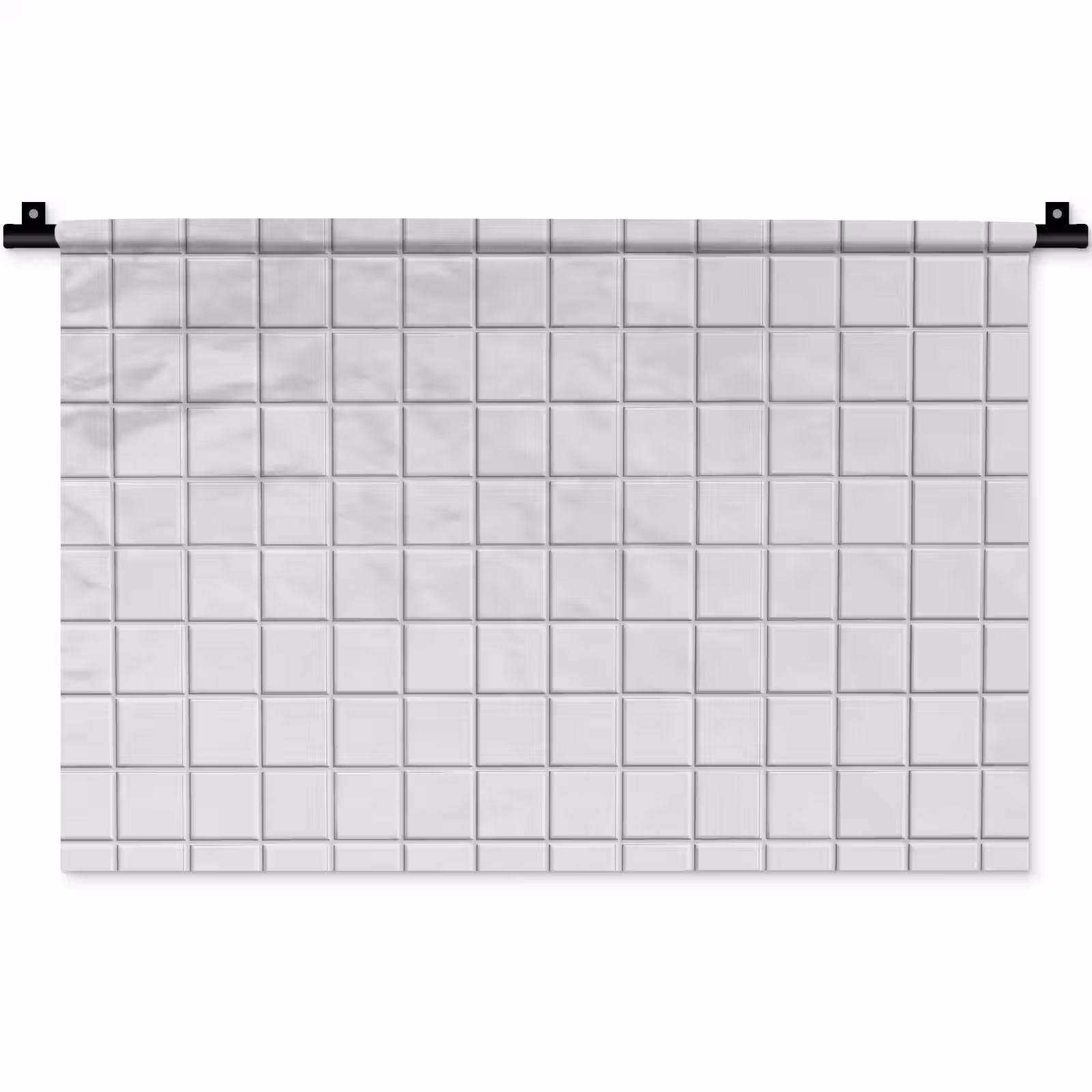 Wandkleed - Patroon - Tegels - Grijs - Wit — 1