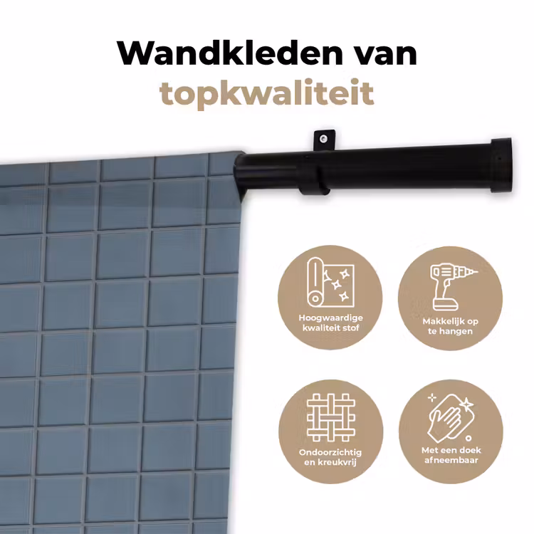 Wandkleed - Patroon - Tegel - Blauwgrijs — 3