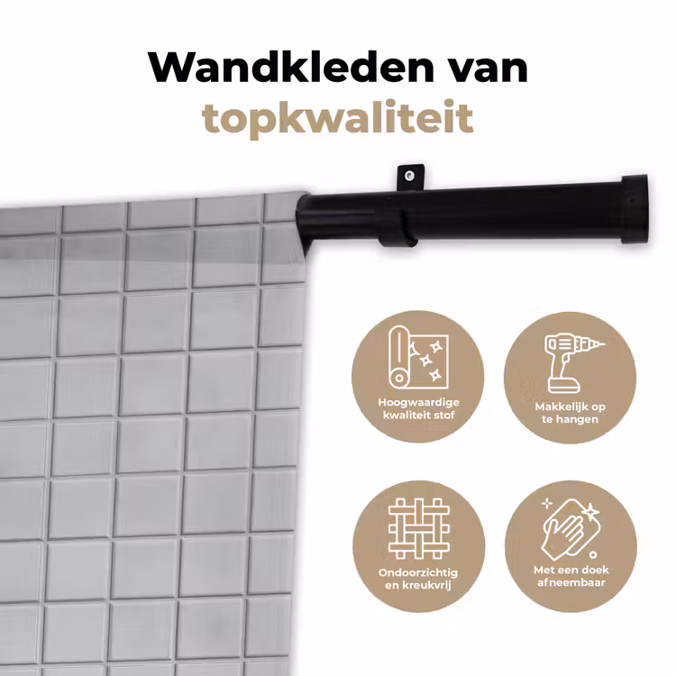Wandkleed - Patroon - Tegels - Licht - Grijs — 3