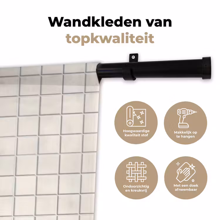 Wandkleed - Patroon - Tegels - Wit — 3