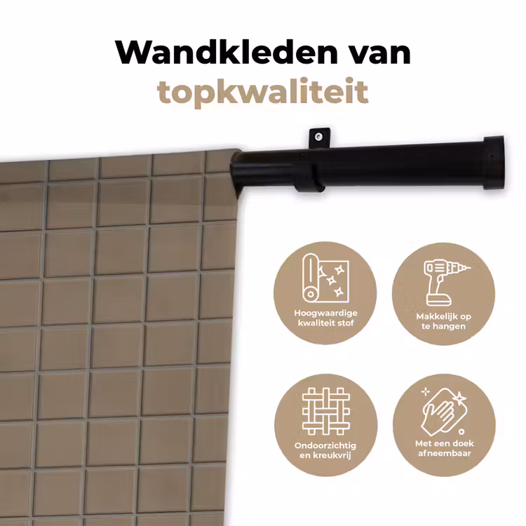 Wandkleed - Tegel - Patroon - Taupe — 3