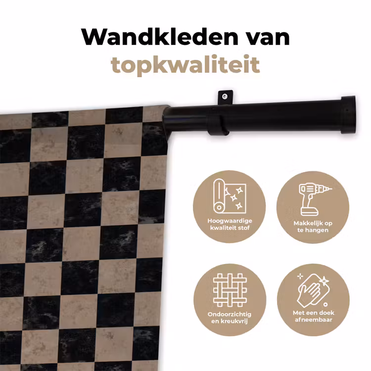 Wandkleed - Patroon - Dambord - Marmer — 3
