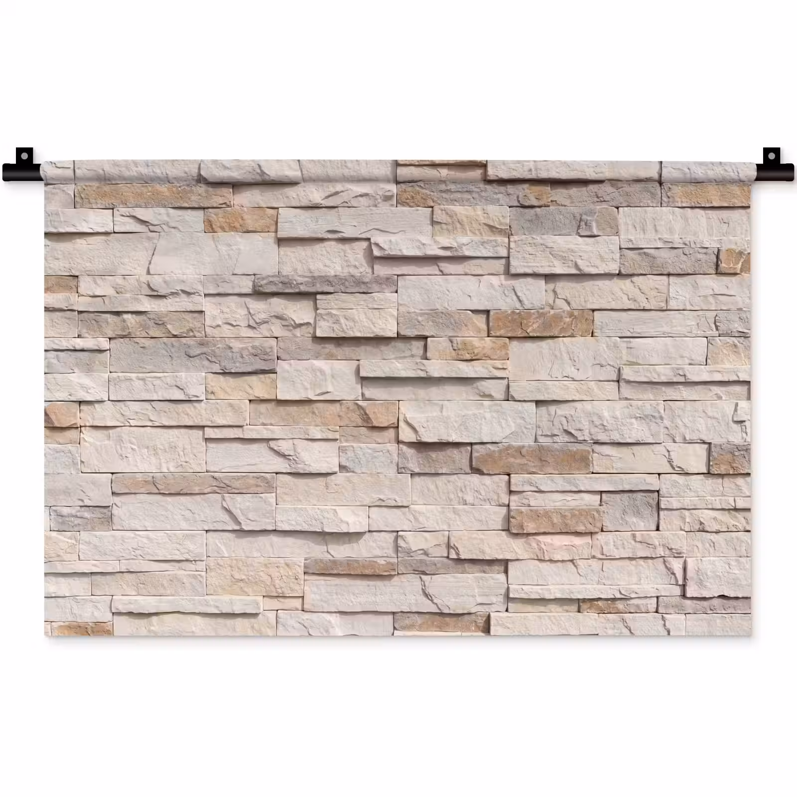 Wandkleed - Steen - Muur - Textuur - Rustiek - Beige — 1