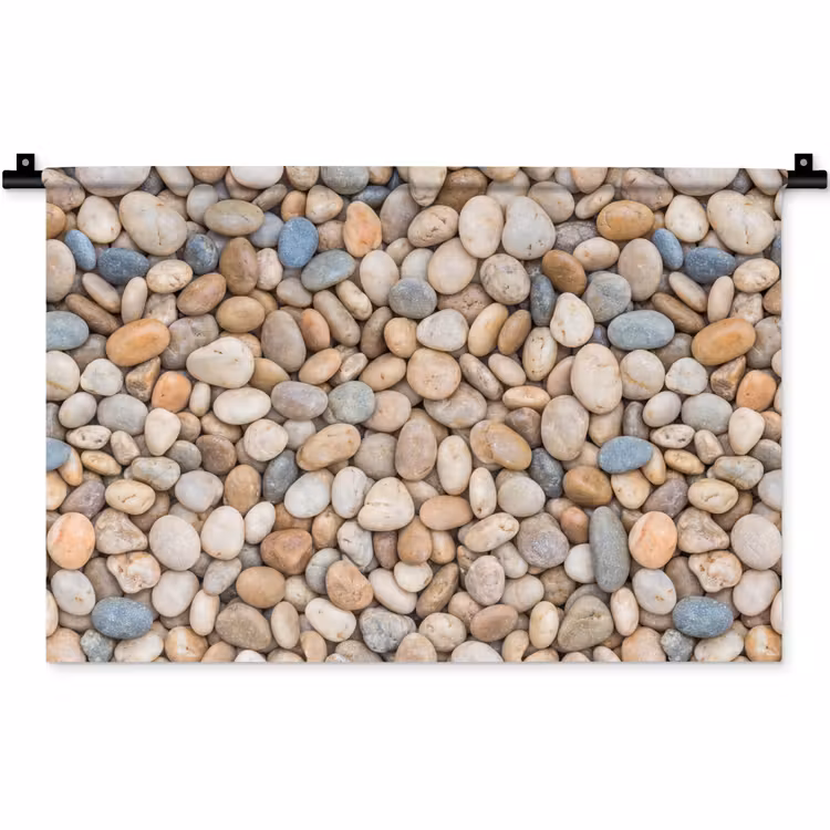 Wandkleed - Kiezelstenen - Natuur - Textuur - Beige - Grijs — 1