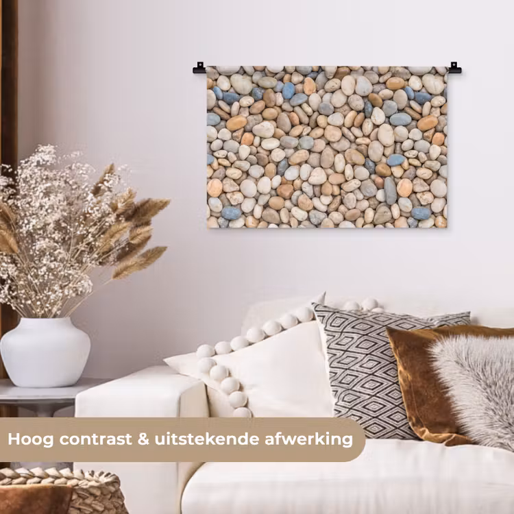 Wandkleed - Kiezelstenen - Natuur - Textuur - Beige - Grijs — 4