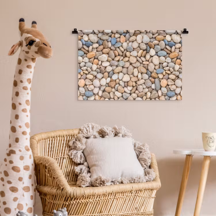 Wandkleed - Kiezelstenen - Natuur - Textuur - Beige - Grijs — 5