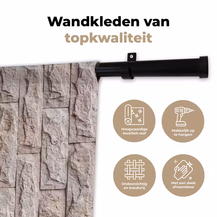 Wandkleed - Muur - Steen - Ruw - Beige - Textuur — 3