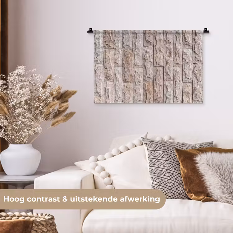 Wandkleed - Muur - Steen - Ruw - Beige - Textuur — 4