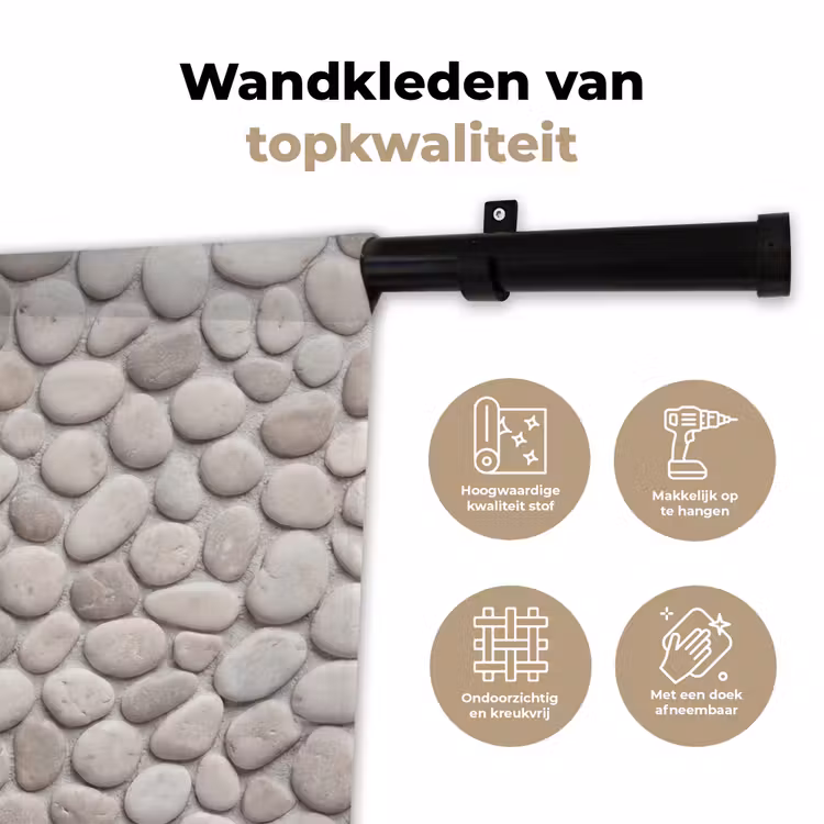 Wandkleed - Steen - Kiezel - Natuur - Minimalistisch - Beige — 3