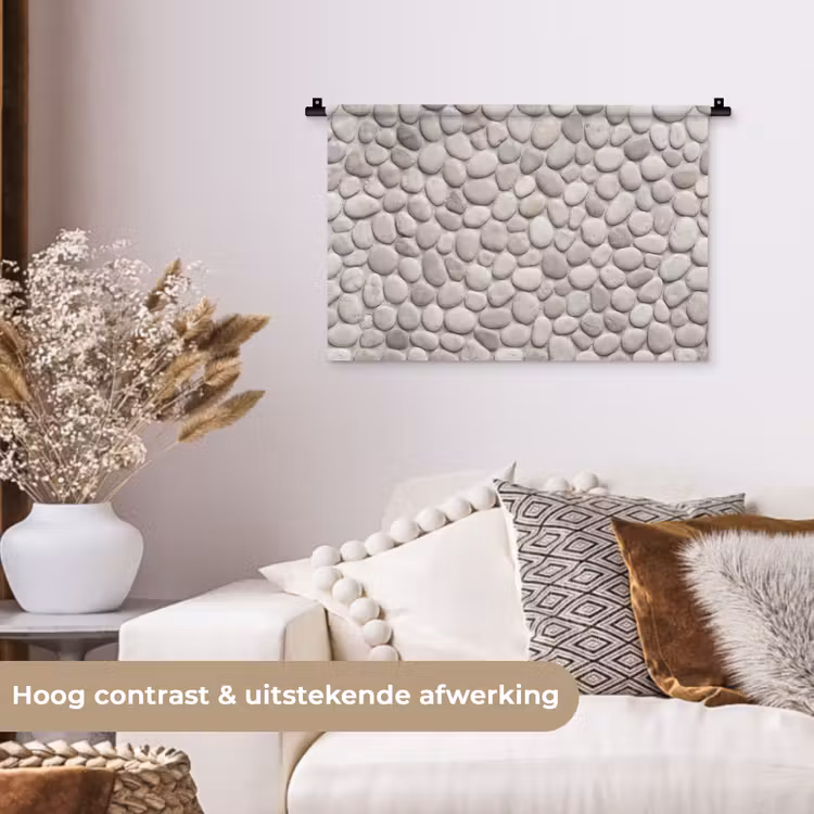 Wandkleed - Steen - Kiezel - Natuur - Minimalistisch - Beige — 4