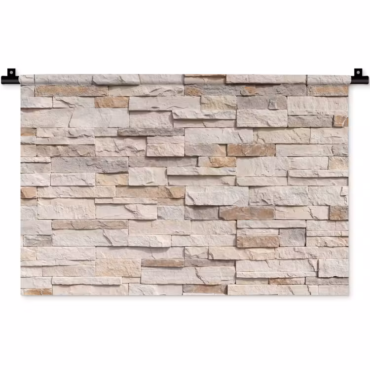 Wandkleed - Steen - Muur - Textuur - Rustiek - Beige — 1