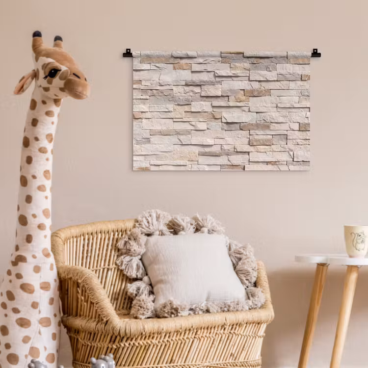 Wandkleed - Steen - Muur - Textuur - Rustiek - Beige — 5