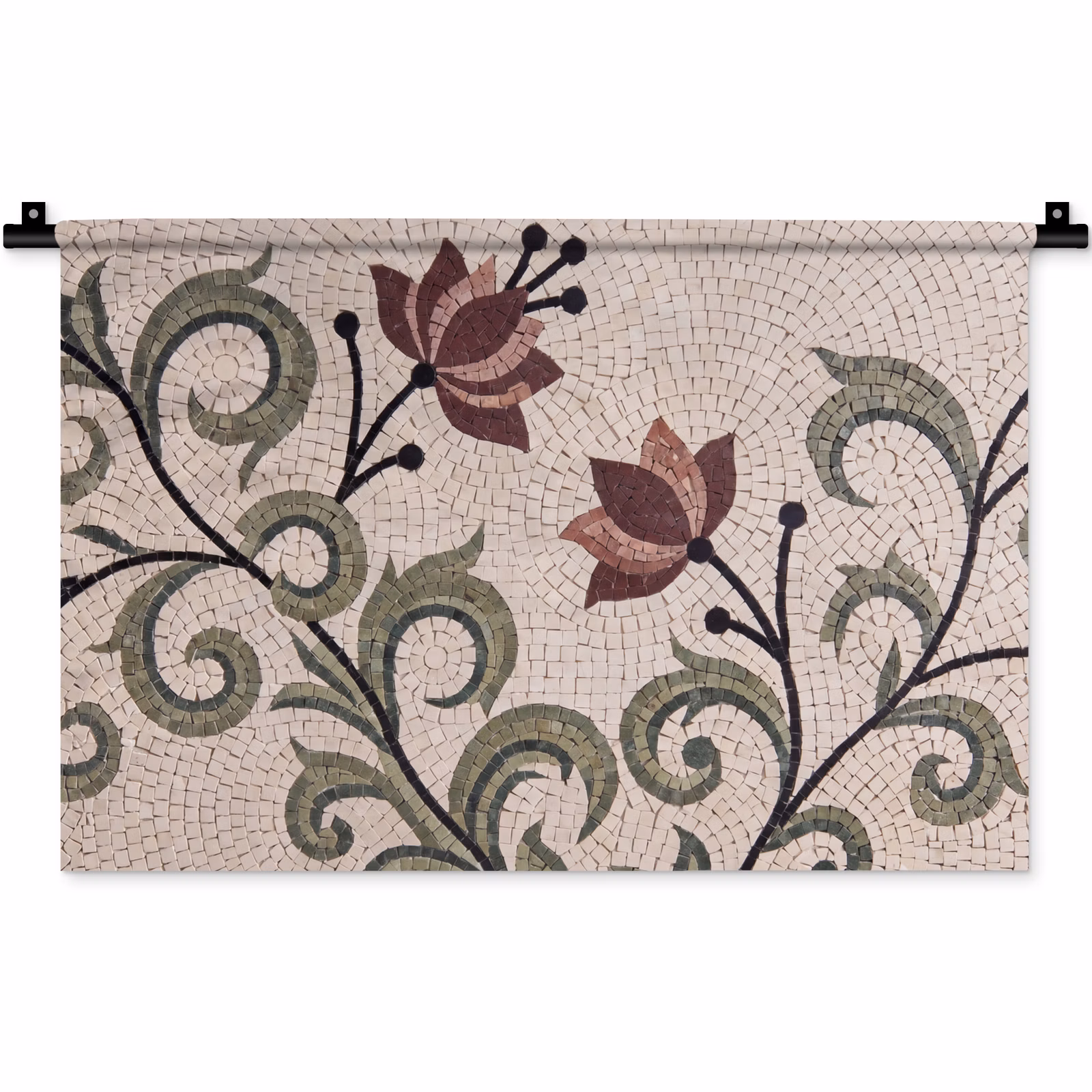 Wandkleed - Bloemen - Mozaïek - Patroon - Abstract - Groen — 1
