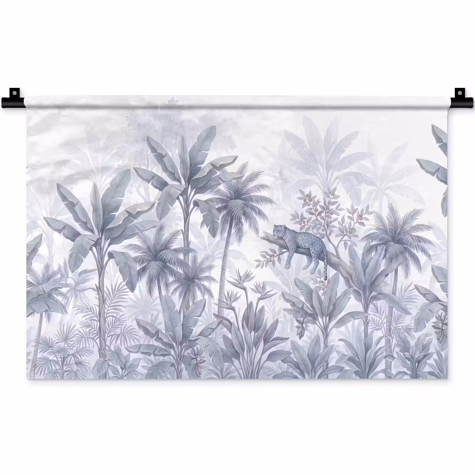 Wandkleed - Kat - Tropisch bos - Modern - Grijs — 1