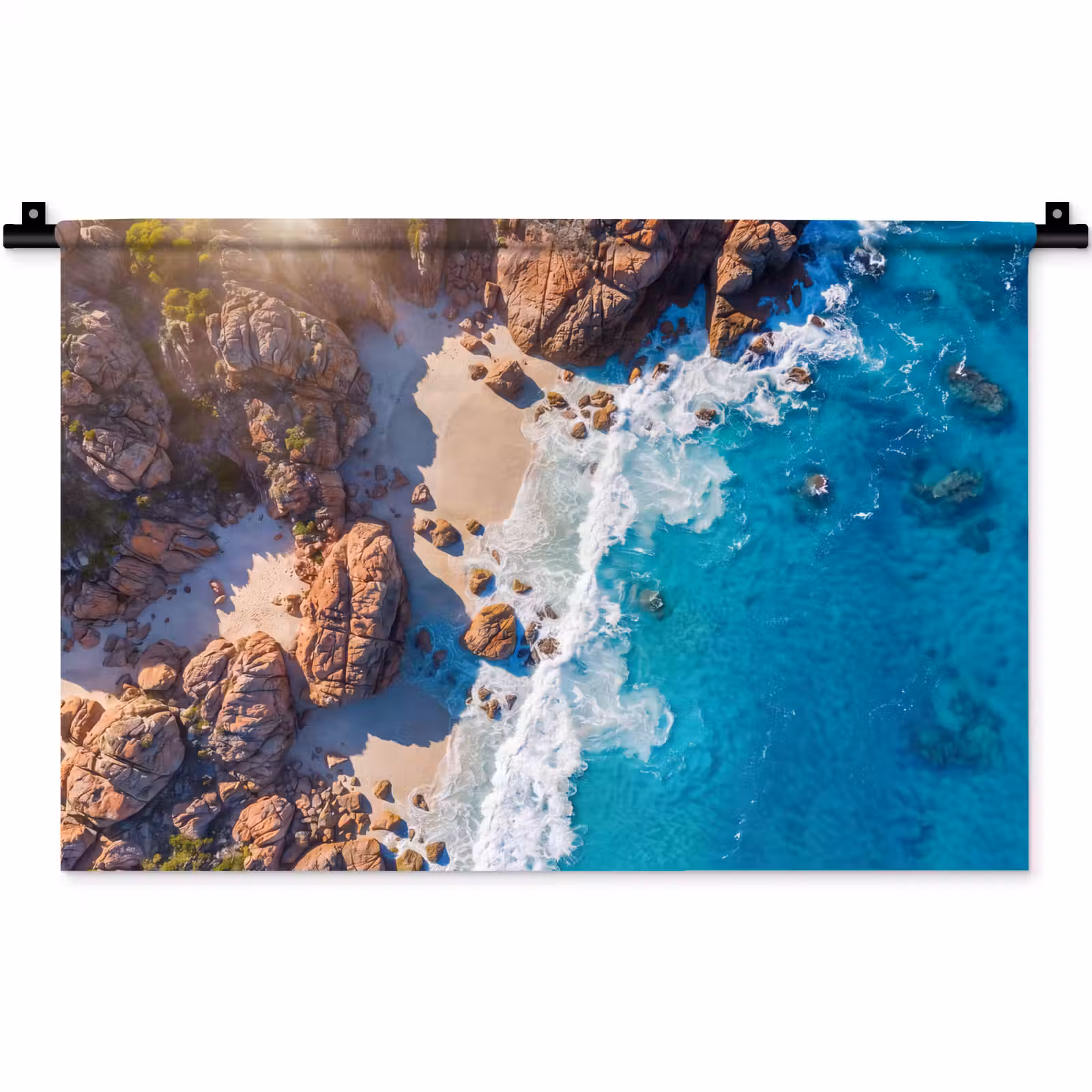 Wandkleed - Strand - Zee - Rotsen - Natuur - Blauw — 1
