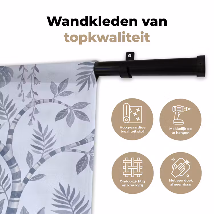 Wandkleed - Aap - Boom - Bladeren - Jungle - Illustratie — 3