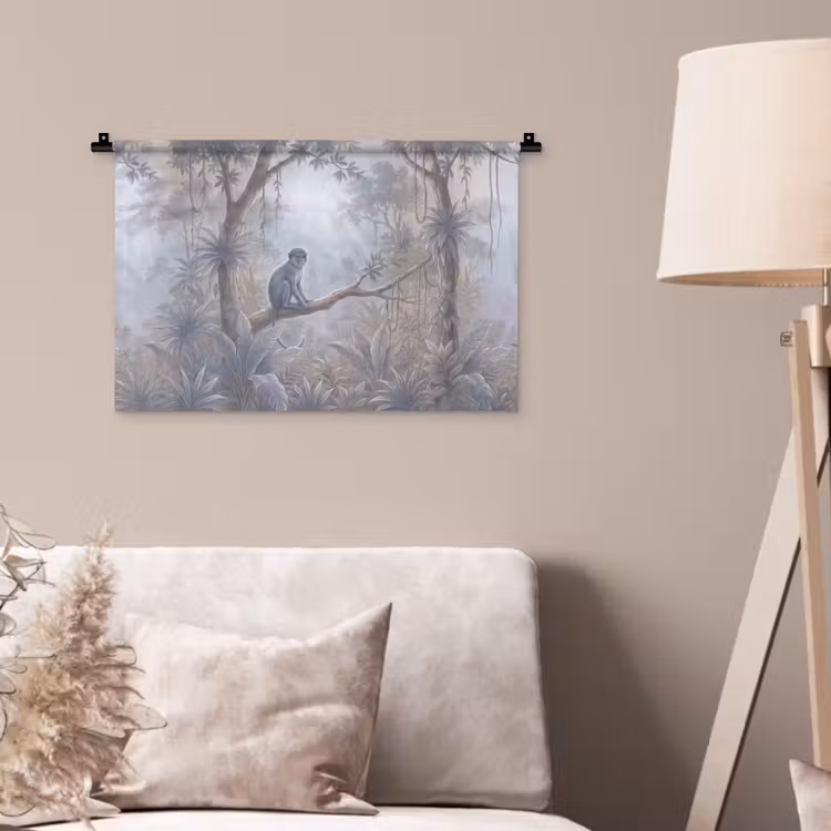 Wandkleed - Aap - Boom - Jungle - Natuur - Grijs — 2