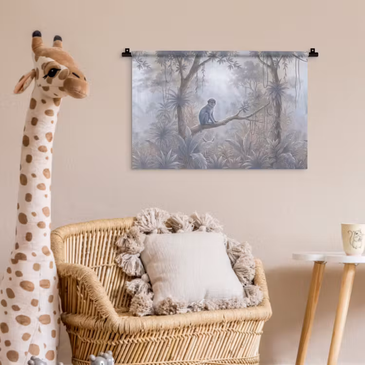 Wandkleed - Aap - Boom - Jungle - Natuur - Grijs — 5