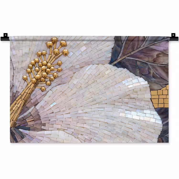 Wandkleed - Bloemen - Mozaïek - Kunst - Modern - Goud — 1