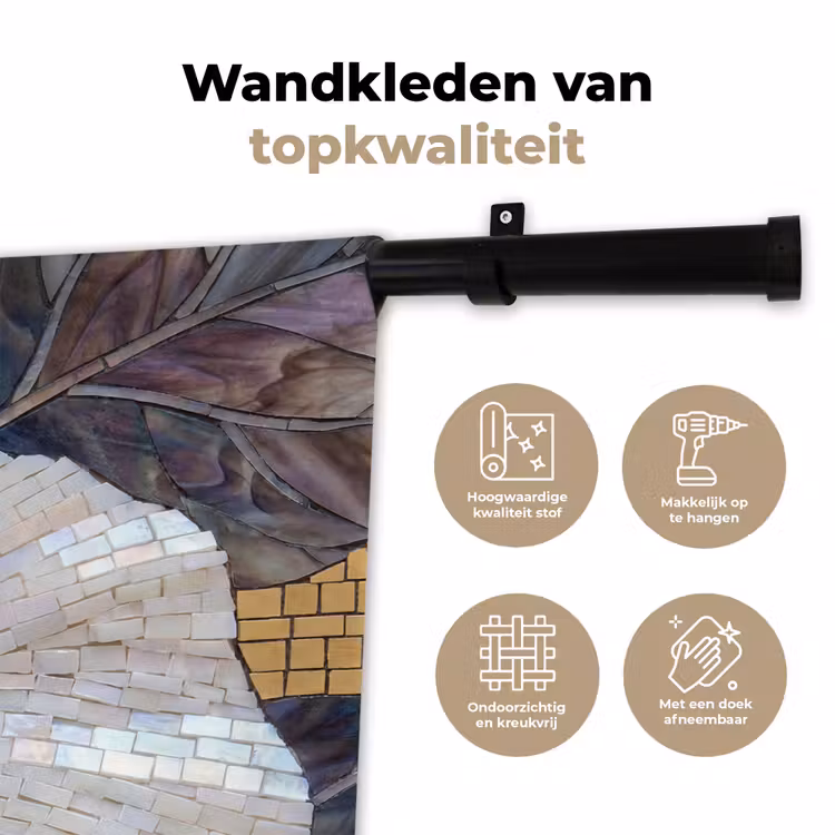 Wandkleed - Bloemen - Mozaïek - Kunst - Modern - Goud — 3