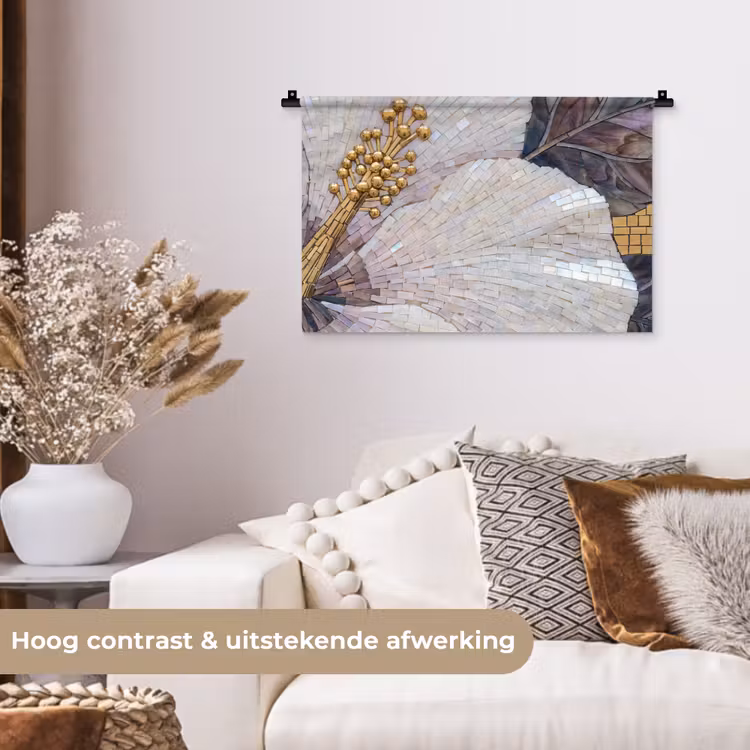 Wandkleed - Bloemen - Mozaïek - Kunst - Modern - Goud — 4