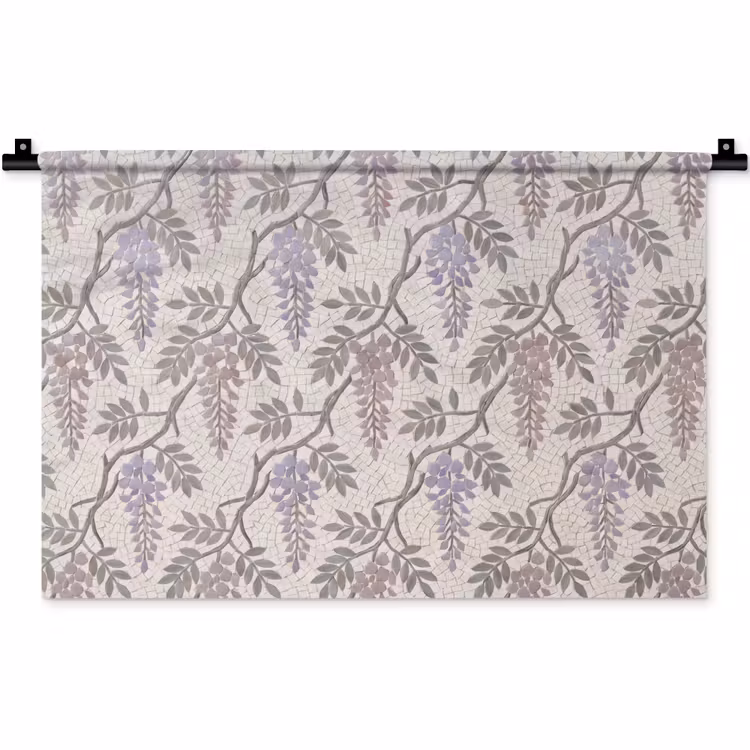 Wandkleed - Bloemen - Mozaïek - Natuur - Patroon - Paars — 1