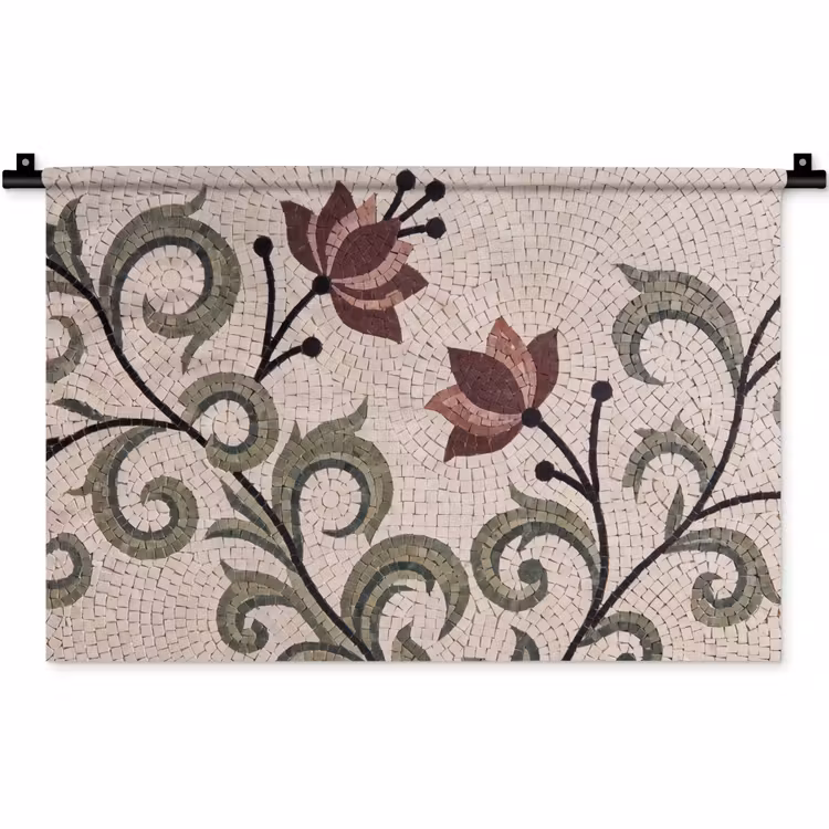 Wandkleed - Bloemen - Mozaïek - Patroon - Abstract - Groen — 1