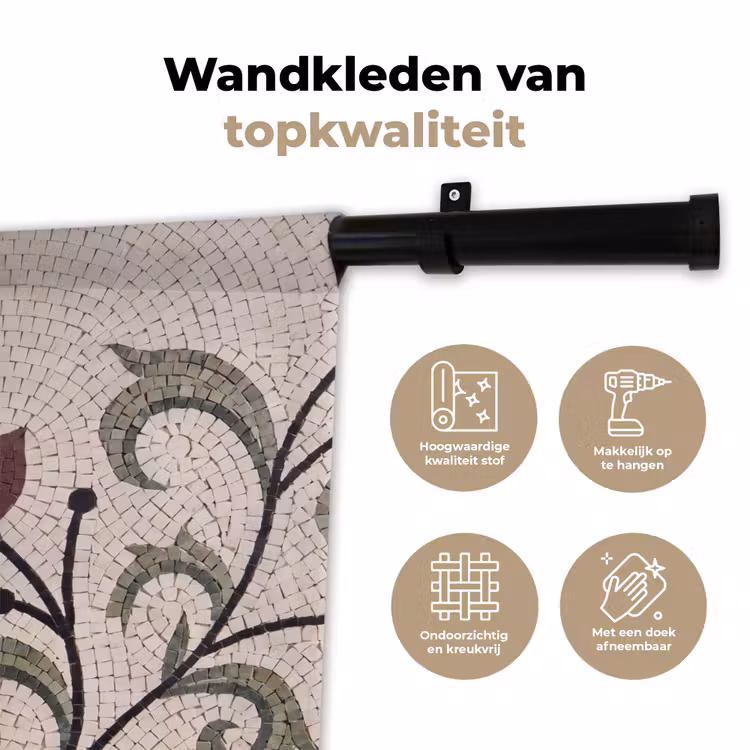 Wandkleed - Bloemen - Mozaïek - Patroon - Abstract - Groen — 3