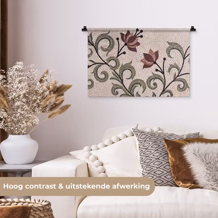 Wandkleed - Bloemen - Mozaïek - Patroon - Abstract - Groen — 4