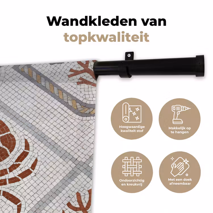 Wandkleed - Dier - Mozaïek - Zee - Klassiek - Bruin — 3